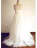 Beaded Ivory Lace Tulle Romantic Wedding Dress
